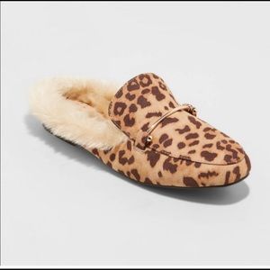 A New Day- Leopard Mules with Faux Fur